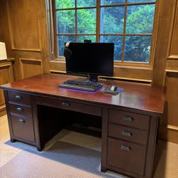 Wooden Office Desk with Built-in Storage