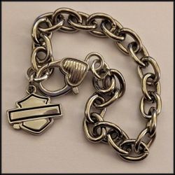 New Harley Davidson Motorcycles Bar & Shield Charm Bracelet Stainless Steel 