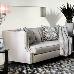 Tegan Beige/Light Blue Loveseat