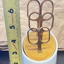 Porcelain Artistique F M Limoges France Desk Set Floral Enameling Set of 3 Scissors