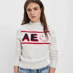 Smiley Mock Neck Sweater 