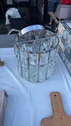 Crystal Panel Chrome Flush Mount Chandelier
