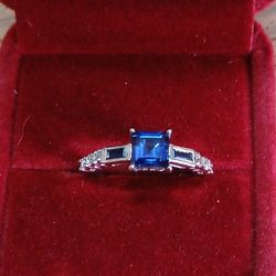 Blue Sapphire  Sterling Silver Ring 