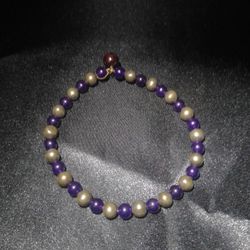 Pearls And Amethyst Wire Bracelet