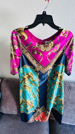 Robbie Bee Baroque Print Satin Shift Dress