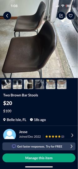 Two brown barstools 20 bucks