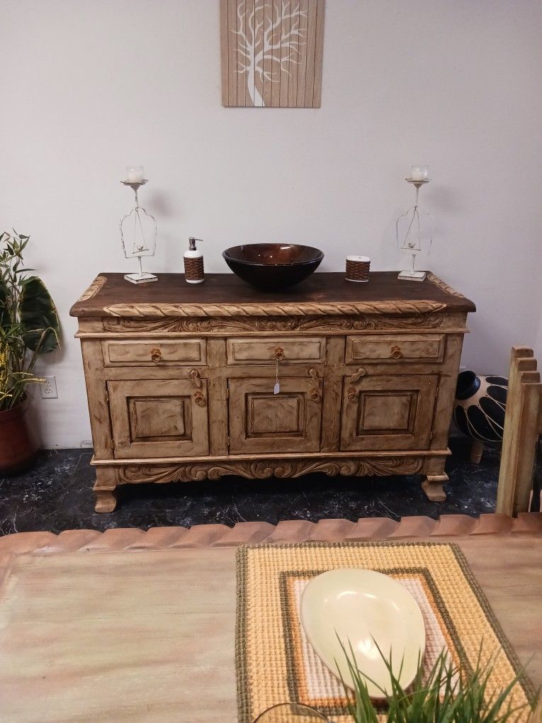 Hand Carved bathroom vanity 