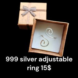 999 Silver Adjustable Ring 