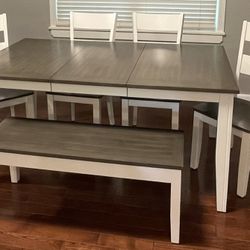 6 Piece Dining Set - Gray and White