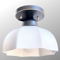 Milk Glass Ceiling Light Fixture Venetian Bronze Flush Mount Light Vintage Close to Ceiling Light
