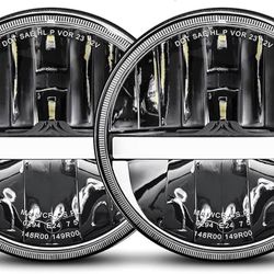 7 Inch LED Headlight Round DOT Approved Classic LED headlights Compatible with JK TJ LJ CJ H6024 Turn Signal Amber White DRL Headlamps, 2PCS