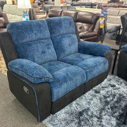 New Arrival👍Blue Sofa&Loveseat With 4x Recliners On Sale $999