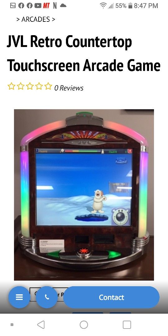JVL Retro Touchscreen Arcade Game.... Like New. !