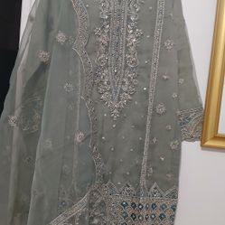 Elegant Pakistani Organza 3 Piece Luxury Dress