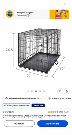 Vibrant Life Wire Dog Crate Double-Door 36"