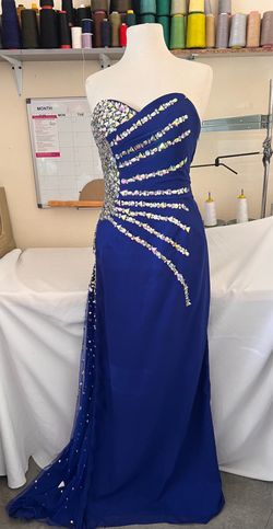 Mermaid Chiffon Beaded Royal Blue Evening Dress Size 10