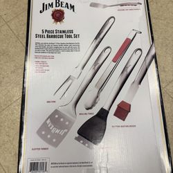 New Jim Beam 5 Piece Stainless Grill Set