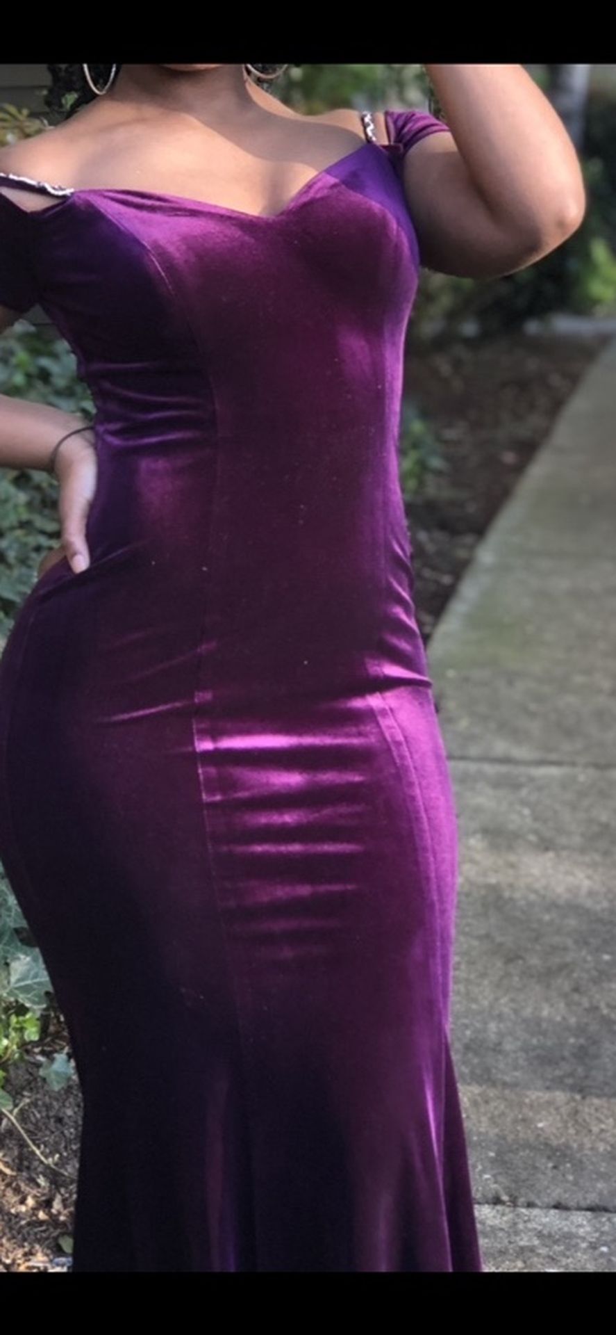 Velvet Royal Plum Purple Mermaid Prom Dress 