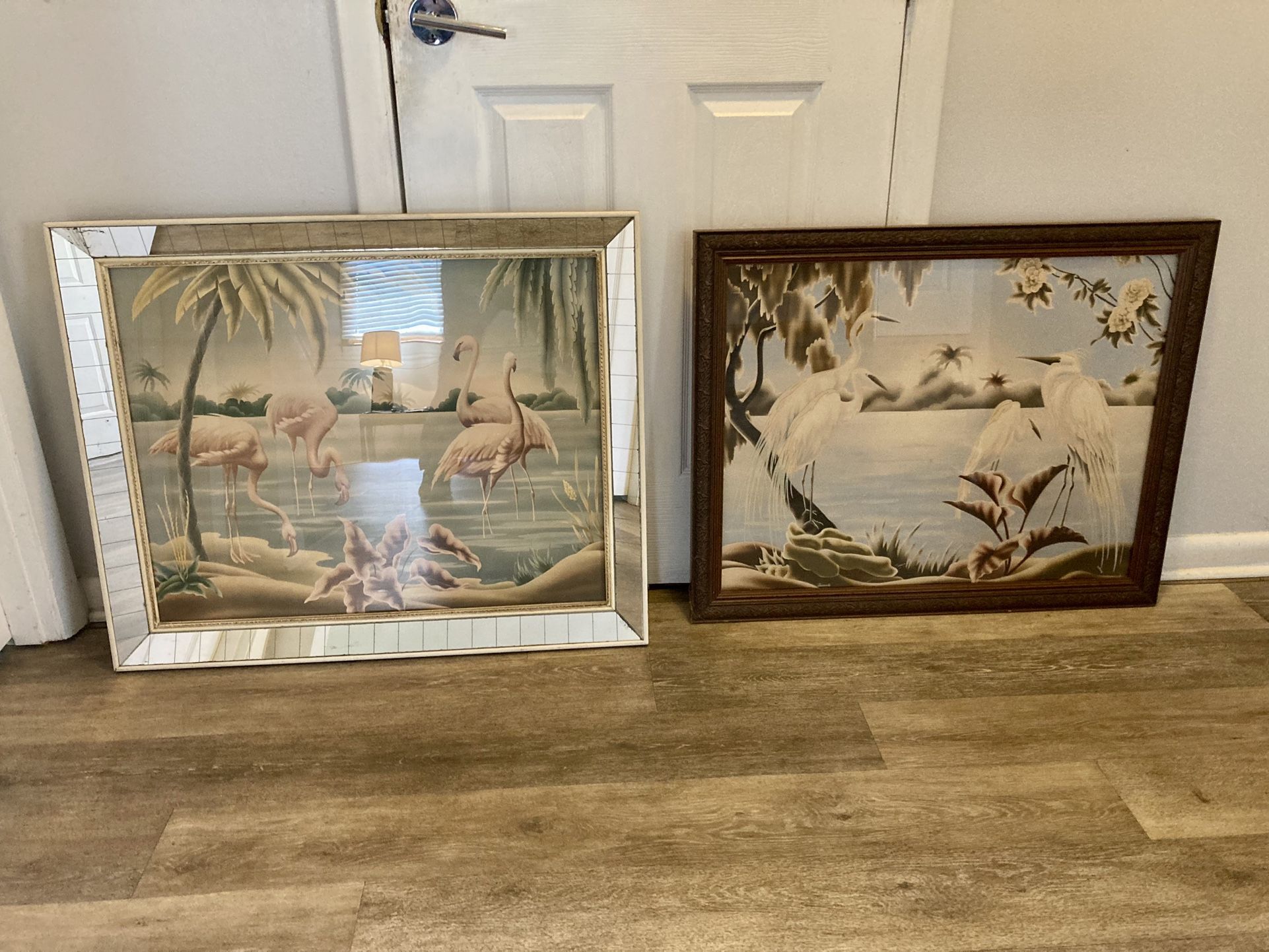 Two Art Deco Bird Framed Pictures
