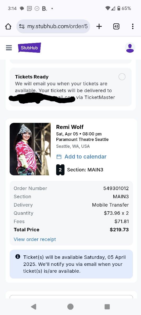 2 Tix Remi Wolf - April 5th