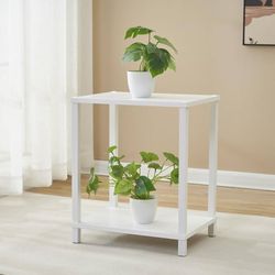 Wood Tall Plant Stand Indoor Outdoor, 18 Inch Flower Pots Stand, 2 Tier Plant Rack Shelves, Storage Disassembly Potted Holder, Planter Display for Cor
