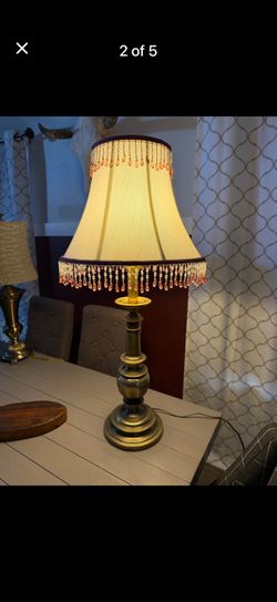 Brass Lamp With Beautiful Shade 