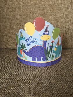 DINOSAUR PAPER PARTY HATS (SET OF 12)