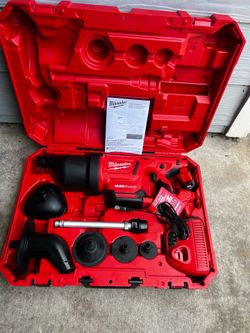 Milwaukee M12 Drain Cleaning Airsnake Air Gun Kit with (1) 2.0Ah Battery, Toilet Attachments
