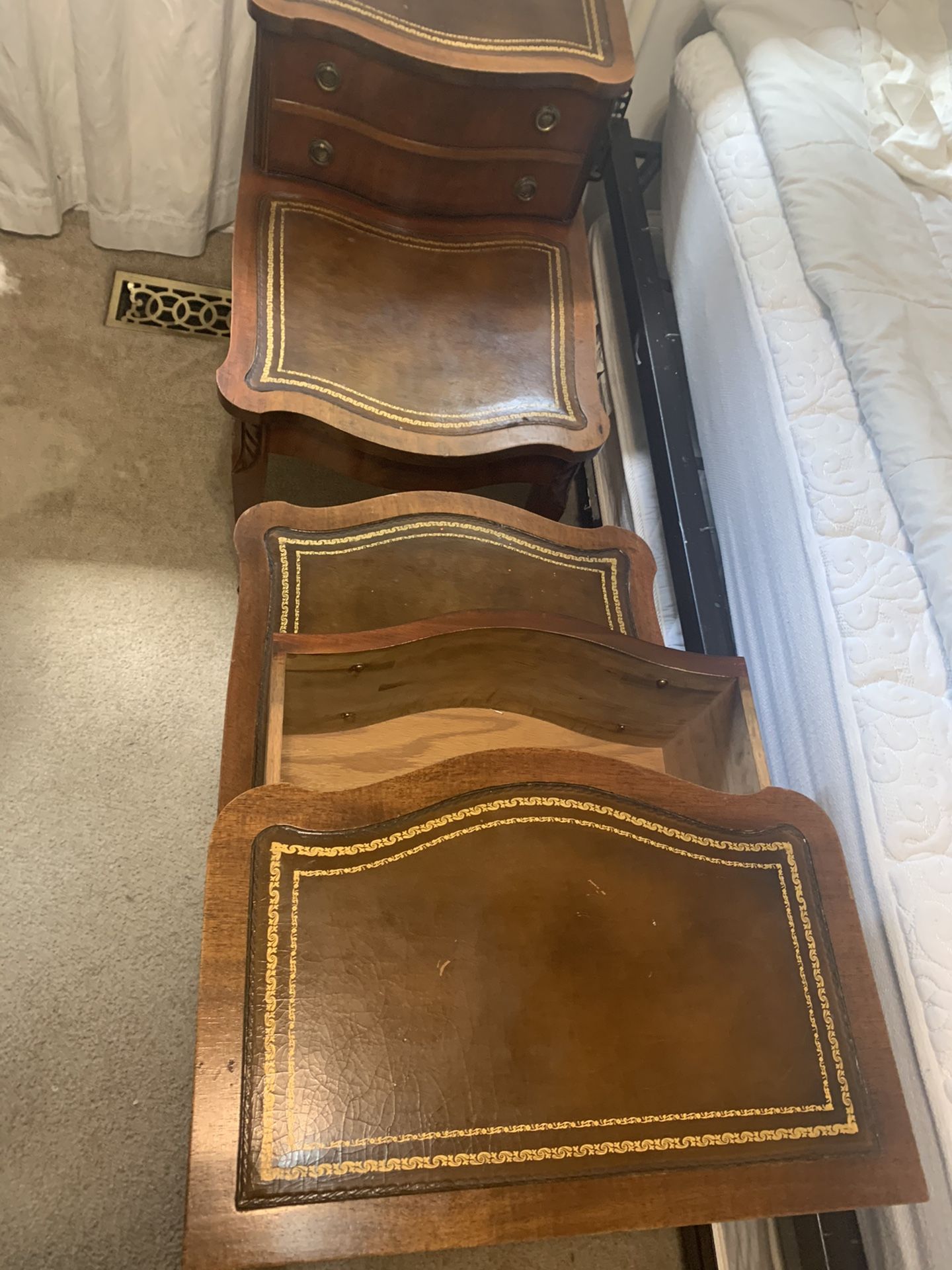 Mid Century Vintage Sofa End Table Set