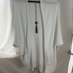 American Eagle Outfitters white ribbed knit batwing cardigan sweater