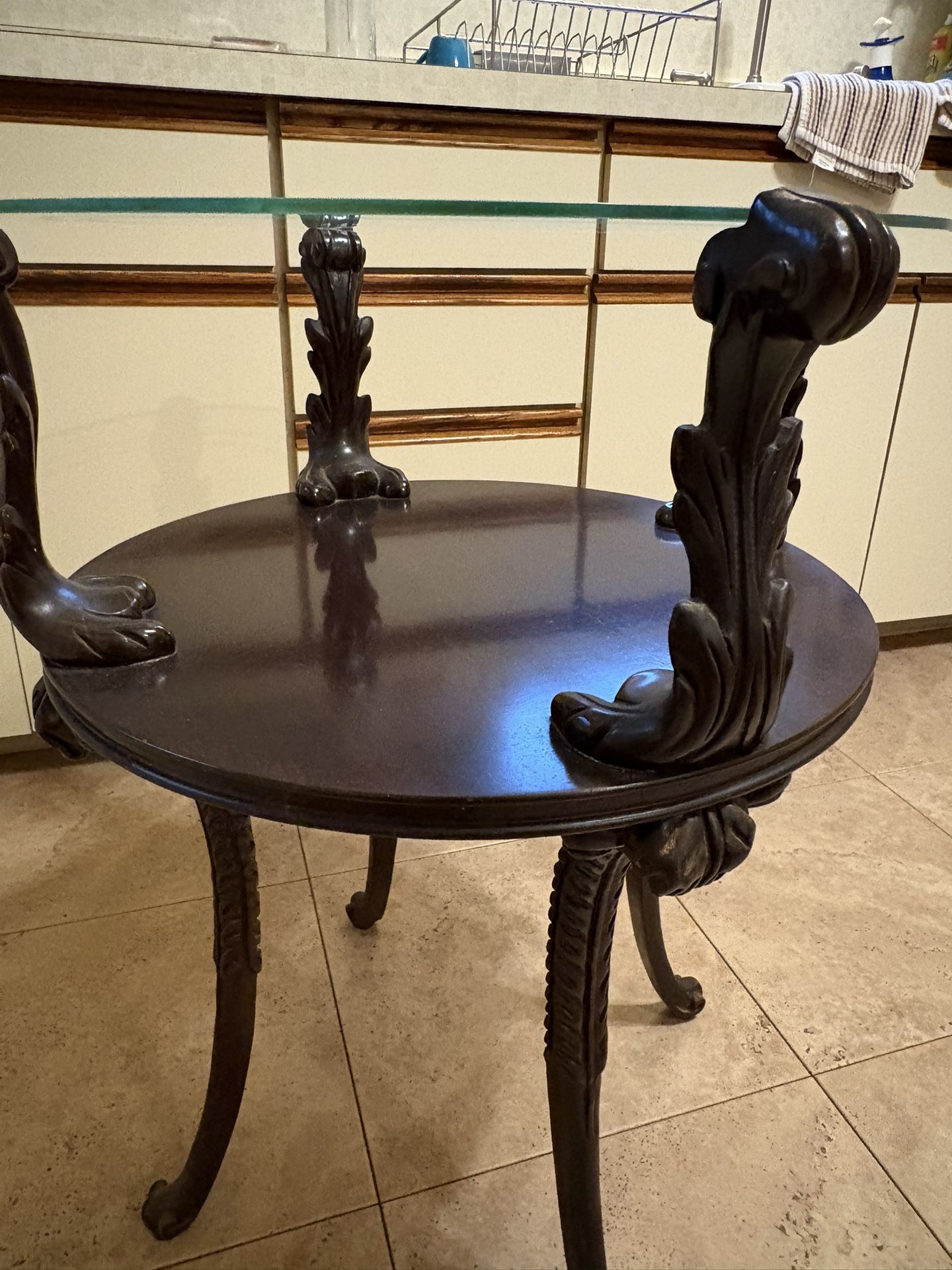 Pair Of Vintage Glass Top Side Tables