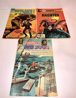 Vintage Comic Lot 3 Haunted #36 Outlaws West #84 Grimm Ghost Stories