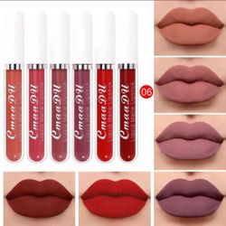 #6 CmaaDu 6pcs Waterproof Liquid Matte Lipstick Set Long-Lasting Gloss #6