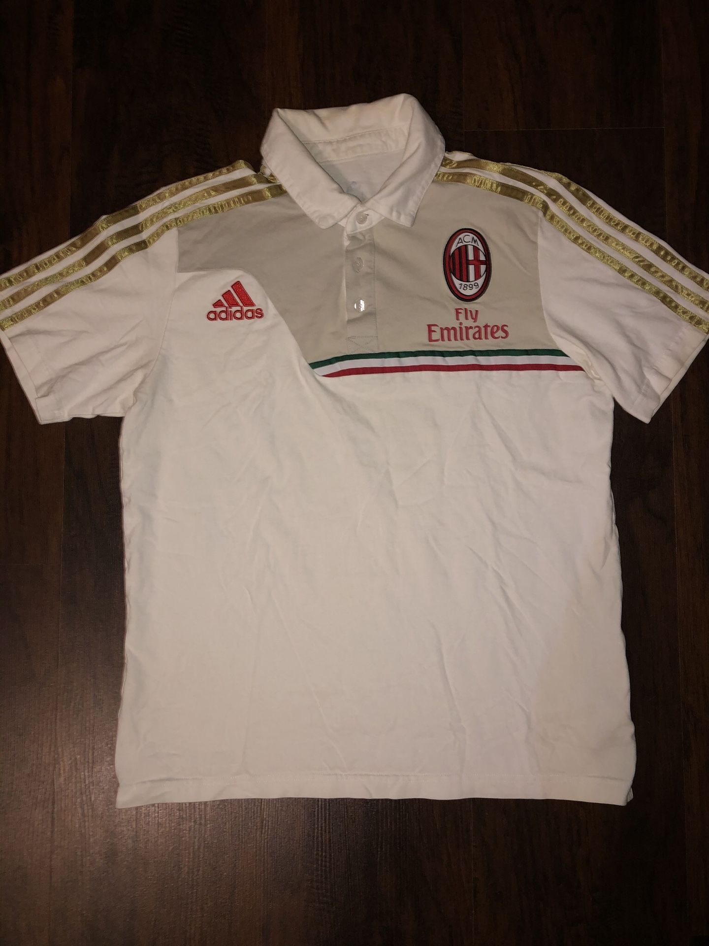 AC Milan Adidas Polo Shirt Sz Medium