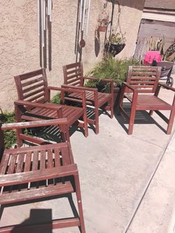 4 teak Wooden Patio Chairs