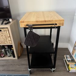 Collapsible Butcher Block/Bar Cart