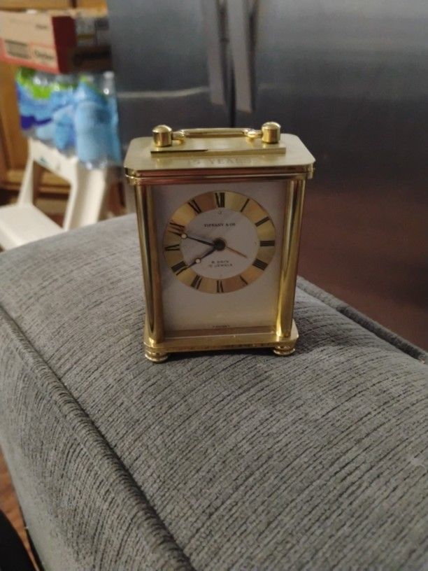 Tiffany & Company 8 Days 15 Jewels Gold Mini Clock
