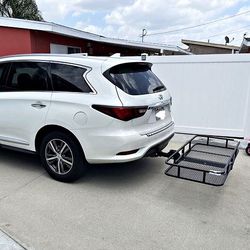 New In Box $125 Heavy-Duty Folding Cargo Rack Carrier 60x25” Fold Up Basket 2” Hitch Receiver 500 Lbs Max