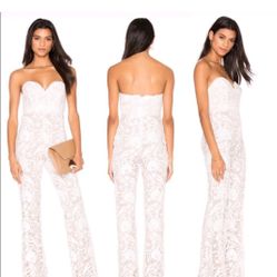Stone Cold Fox Asher Lace Bridal Jumpsuit, US size 4, SCF size 2
