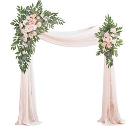 Artificial Arch Flowers Kit(Pack of 4),2Pcs Artificial Flower Arch Decor, 2Pcs Drapes,