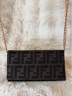 Fendi Women FF Monogram Flap Brown Zucca Canvas Long Wallet Made In Italy