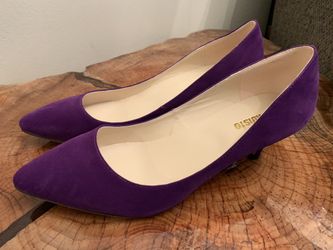 Kunsto Purple Faux Velvet Pumps