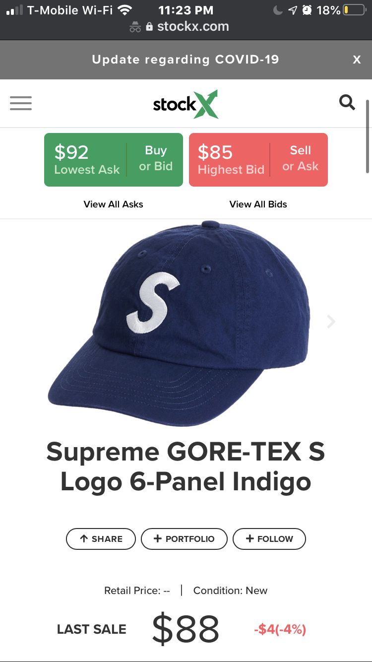 Supreme GORE-TEX S Logo 6-Panel Indigo (DS)