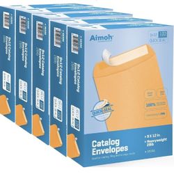 Aimoh 9x12” Self-Seal Brown Kraft Catalog Envelopes (500 Count)
