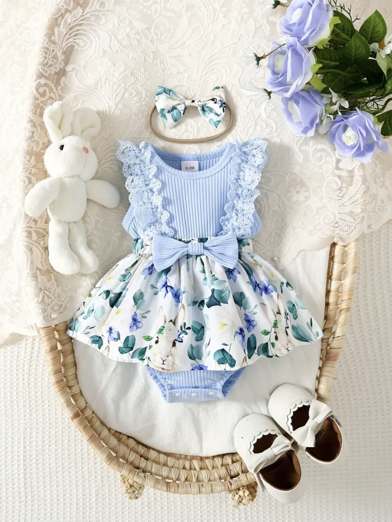 Baby Girl Easter Outfit With Head Bow