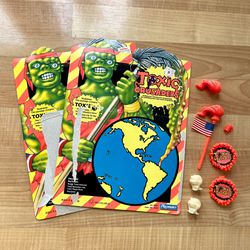 1990 Playmates Toxic Crusaders Toxie Action Figure Accessories And Card Backs