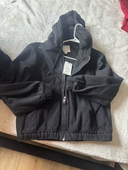 Zara FLEECE LINED DENIM JACKET WITH HOODIE