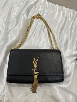 Saint Laurent Kate medium tassel wallet on chain in grained leather