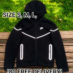 Nike Reflective Tech Fleece Hoodie Black  Sizes, S, M, L