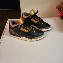 Jordan Shoes Retro 3 Black Cement Gold Size 8.5 $50 NO BOX 